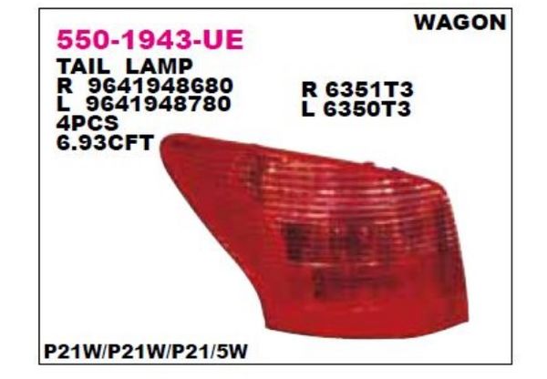 407 STATION WAGON SOL STOP DUYSUZ DEPO 2004-2008 6350T3