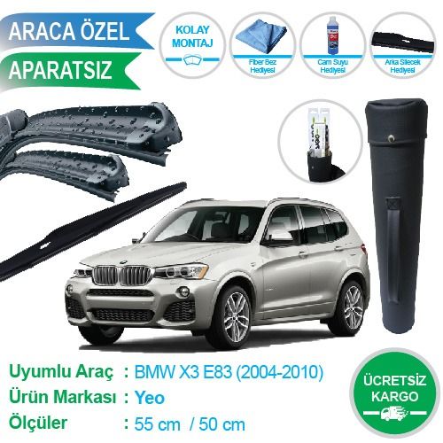 BMW X3 E83 ÖN VE ARKA SİLECEK SÜPÜRGE TAKIMI ÇANTA HEDİYELİ