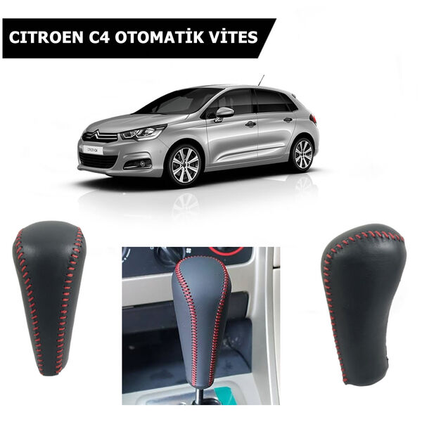 Citroen C4 Otomatik Vites Topuzu Deri Kırmızı Dikişli 2403EF