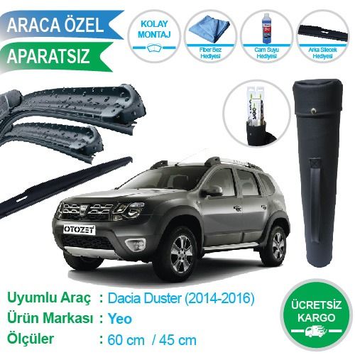 DACIA DUSTER ÖN VE ARKA SİLECEK SÜPÜRGE TAKIMI ÇANTA HEDİYELİ