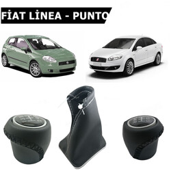 Fiat Linea Punto Siyah Deri Vites Topuz Ve Körük Seti - Thumbnail