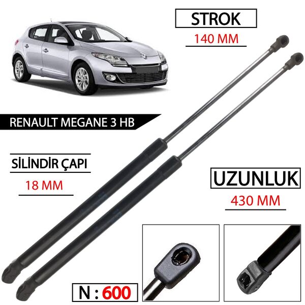 MEGANE 3 HATCHBACK BAGAJ AMORTİSÖR TAKIMI YAN SANAYİ 2008-2015