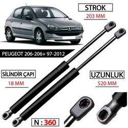 PEUGEOT 206 HATCHBACK BAGAJ AMORTİSÖRÜ TAKIM YAN SANAYİ 8731E6 - Thumbnail