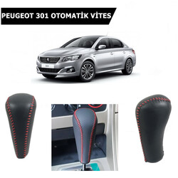 Peugeot 301 Otomatik Vites Topuzu Deri Kırmızı Dikişli 2403EF - Thumbnail