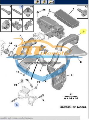 PEUGEOT 307 HAVA FİLTRE HORTUMU YENİ MODEL