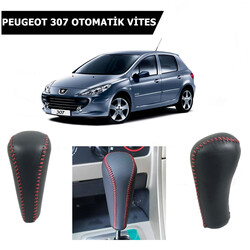 Peugeot 307 Otomatik Vites Topuzu Deri Kırmızı Dikişli 2403EF - Thumbnail