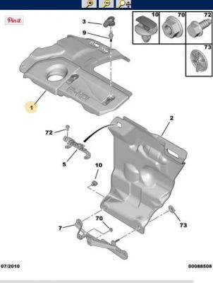 PEUGEOT 308 MOTOR ÜST KAPAK MUHAFAZA ORJİNAL