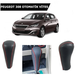 Peugeot 308 Otomatik Vites Topuzu Deri Kırmızı Dikişli 2403EF - Thumbnail