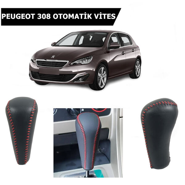 Peugeot 308 Otomatik Vites Topuzu Deri Kırmızı Dikişli 2403EF