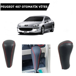 Peugeot 407 Otomatik Vites Topuzu Deri Kırmızı Dikişli 2403EF - Thumbnail