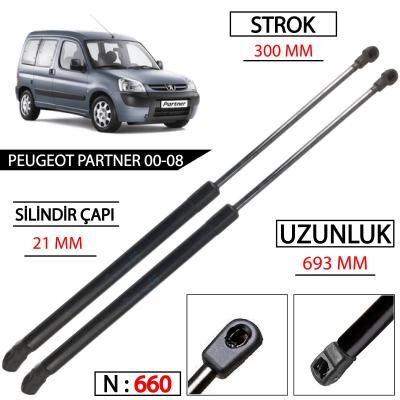 PEUGEOT PARTNER BAGAJ AMORTİSÖRÜ TAKIMI TEK KAPILI BAGAJ 1996 - 2008 8731E0