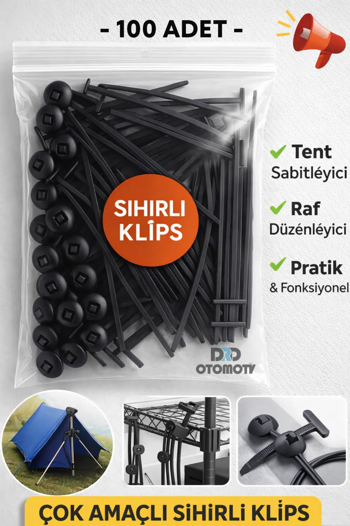 Çok amaçlı tamir klipsi-Dayanıklı plastik kablo bağı(100 adet)