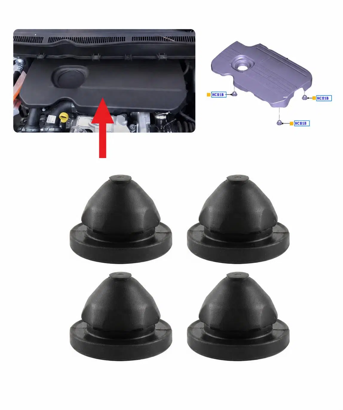 MOTOR ÜST KAPAK ALT TAKOZU - (FORD FOCUS CONNECT FİESTA KUGA MONDEO 15-) Uyumlu 4 Adet F1FQ-6A994-AA
